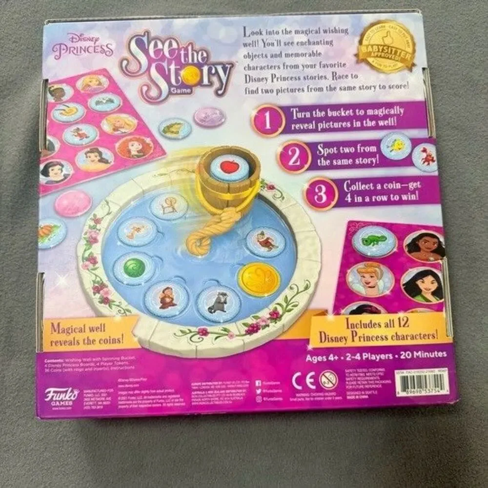 Disney Princess Funko Games- See The Story Board Game- Ages 4+ NEW/Sealed